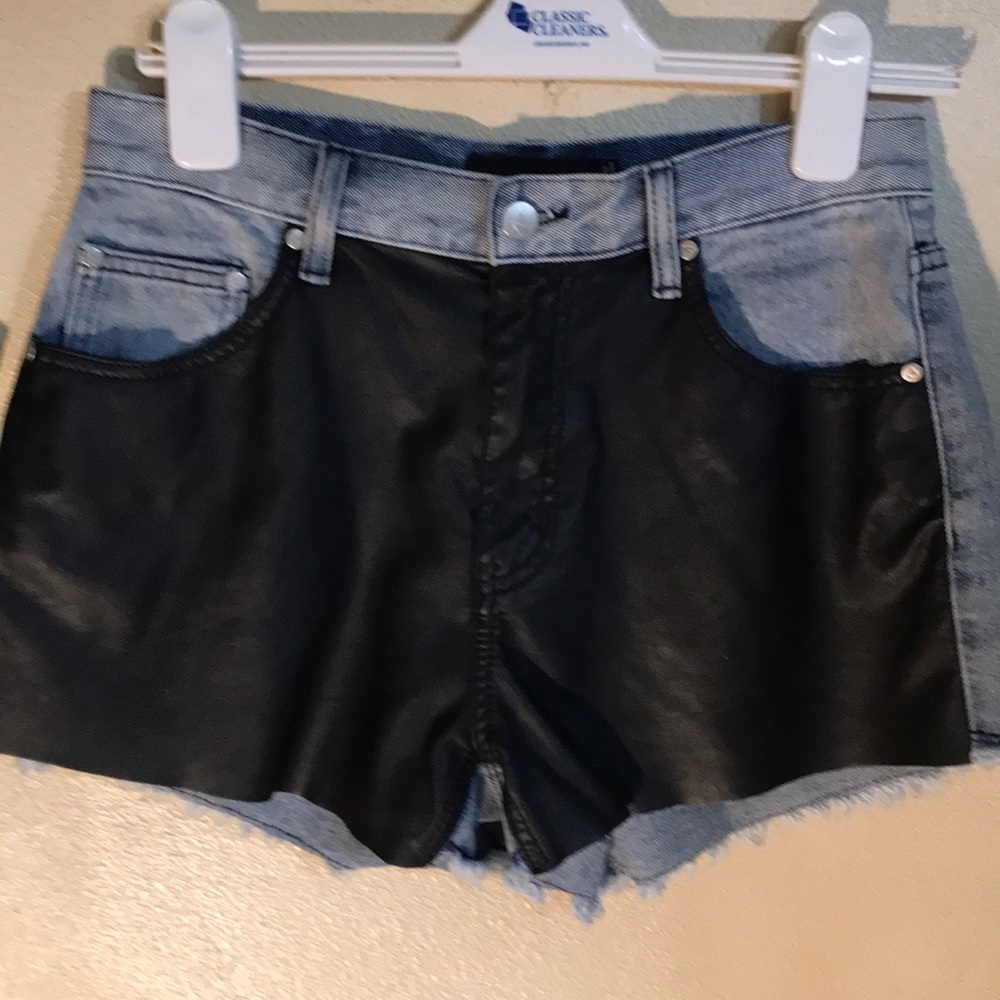 Blue Jean & Leather Shorts